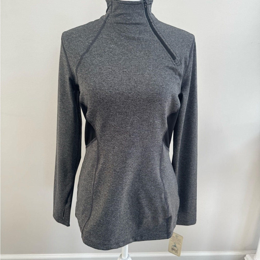 Apans Charcoal Gray Women's High-Neck 1/4 Zip Pullover Sweatshirt